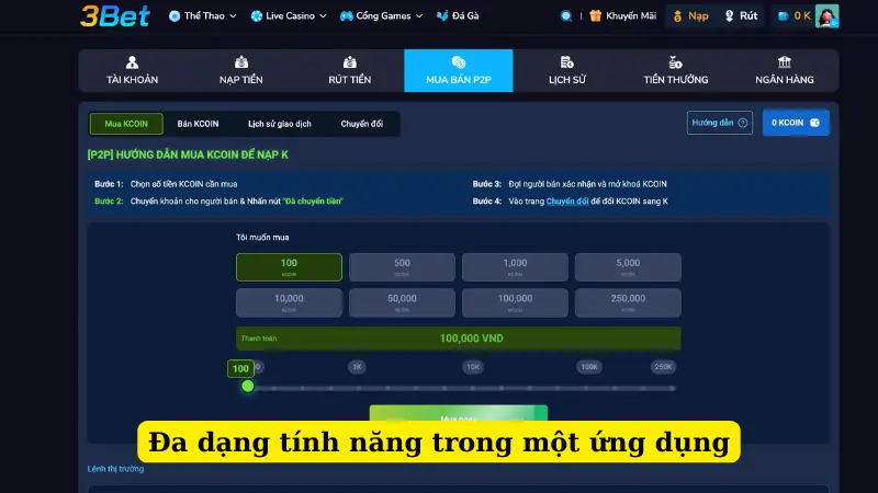Đa dạng tính năng trong một ứng dụng