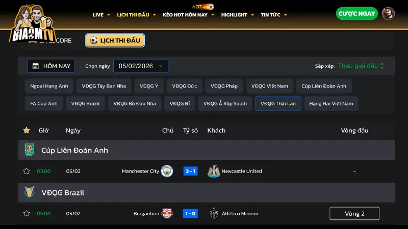 Kho giải đấu đa dạng tạo nên sức hút của biaomtv